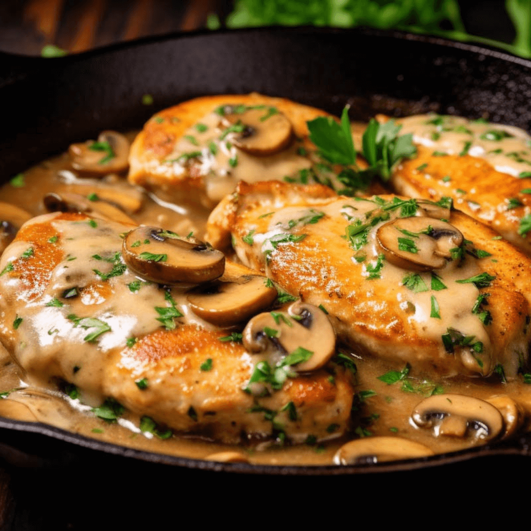 Hühnerbrustfilets in Champignon-Rahmsoße