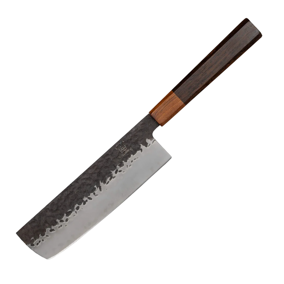 kochmesser mit holzgriff damast